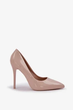 New Boto Lakierowane Szpilki Ze Szpiczastymi Noskami Beżowe Vizana