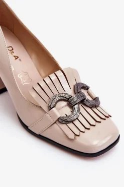 Damskie Damskie buty S.Barski Lakierowane Wygodne Czółenka Beżowe Mercy