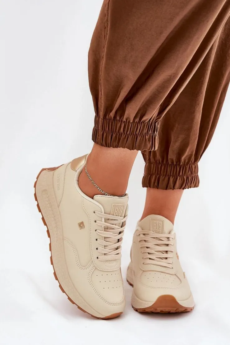 Damskie Big Star Shoes Lekkie Buty Sportowe Damskie Big Star RR274630 HI-POLY SYSTEM Beżowe