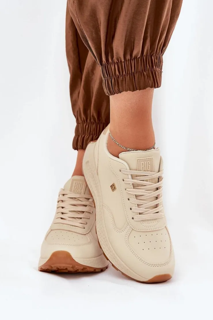 Damskie Big Star Shoes Lekkie Buty Sportowe Damskie Big Star RR274630 HI-POLY SYSTEM Beżowe
