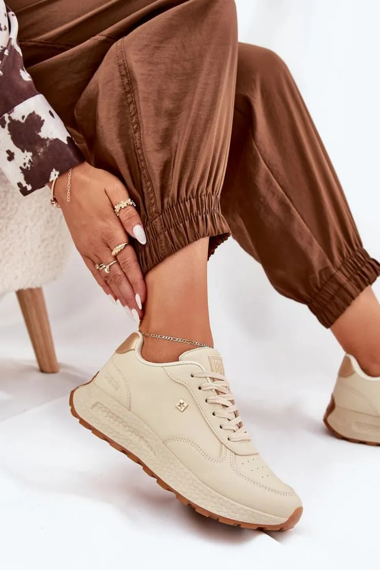 Damskie Big Star Shoes Lekkie Buty Sportowe Damskie Big Star RR274630 HI-POLY SYSTEM Beżowe