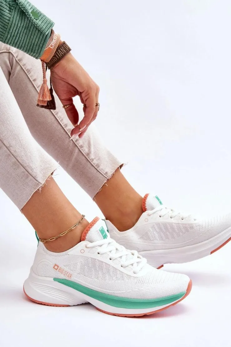 Big Star Shoes Buty Sportowe Big Star|Sneakersy Damskie*Lekkie Buty Sportowe Memory Foam System Big Star LL274328 Białe