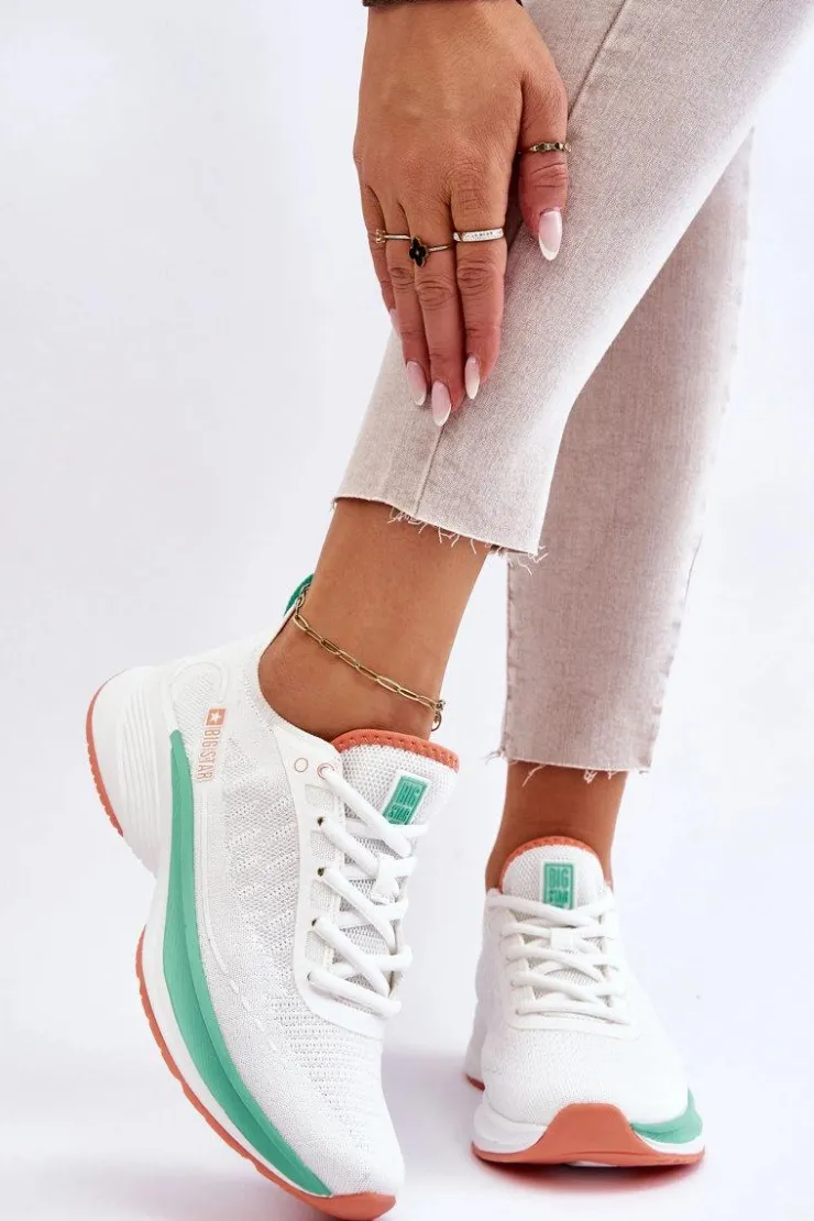 Big Star Shoes Buty Sportowe Big Star|Sneakersy Damskie*Lekkie Buty Sportowe Memory Foam System Big Star LL274328 Białe