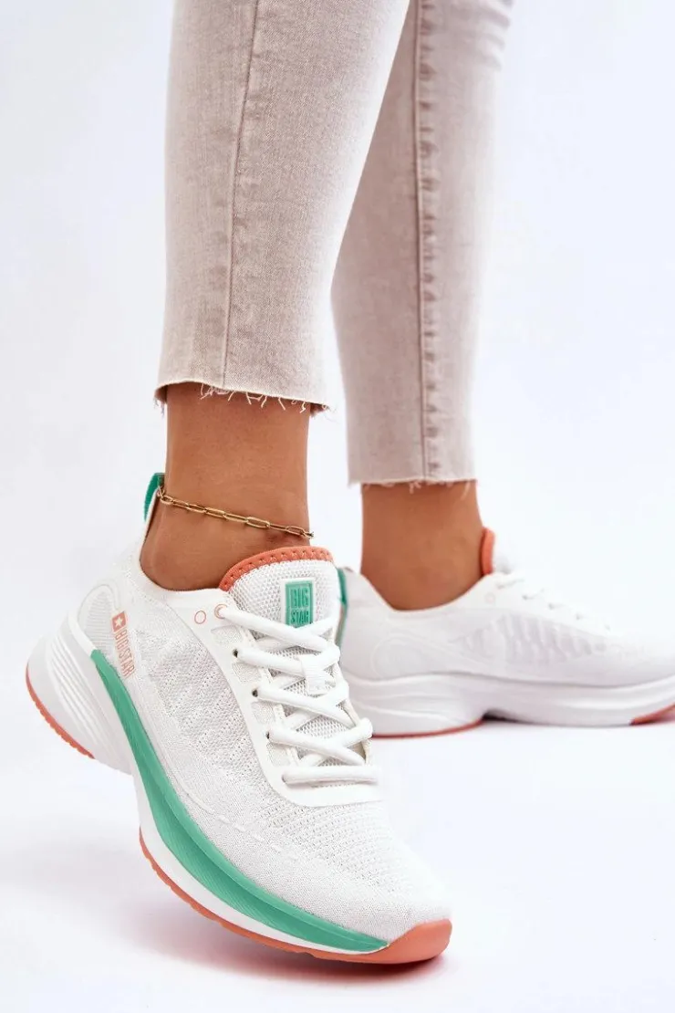 Big Star Shoes Buty Sportowe Big Star|Sneakersy Damskie*Lekkie Buty Sportowe Memory Foam System Big Star LL274328 Białe