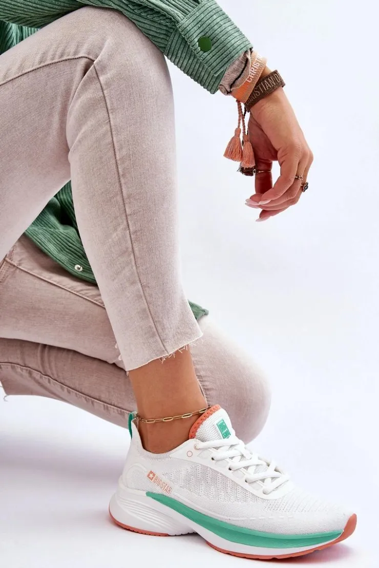 Big Star Shoes Buty Sportowe Big Star|Sneakersy Damskie*Lekkie Buty Sportowe Memory Foam System Big Star LL274328 Białe