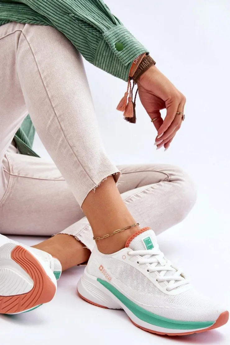 Big Star Shoes Buty Sportowe Big Star|Sneakersy Damskie*Lekkie Buty Sportowe Memory Foam System Big Star LL274328 Białe