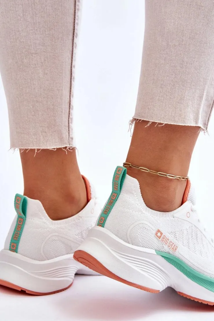 Big Star Shoes Buty Sportowe Big Star|Sneakersy Damskie*Lekkie Buty Sportowe Memory Foam System Big Star LL274328 Białe