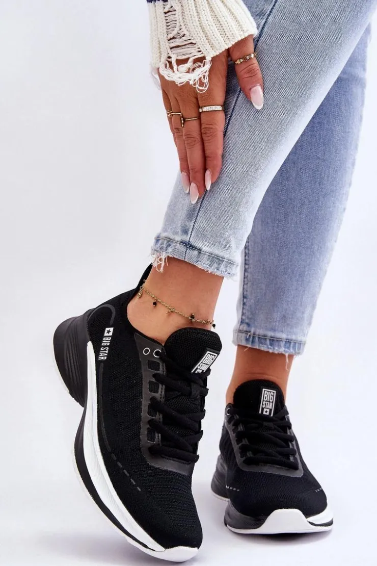 Damskie Big Star Shoes Lekkie Buty Sportowe Memory Foam System Big Star LL274327 Czarne