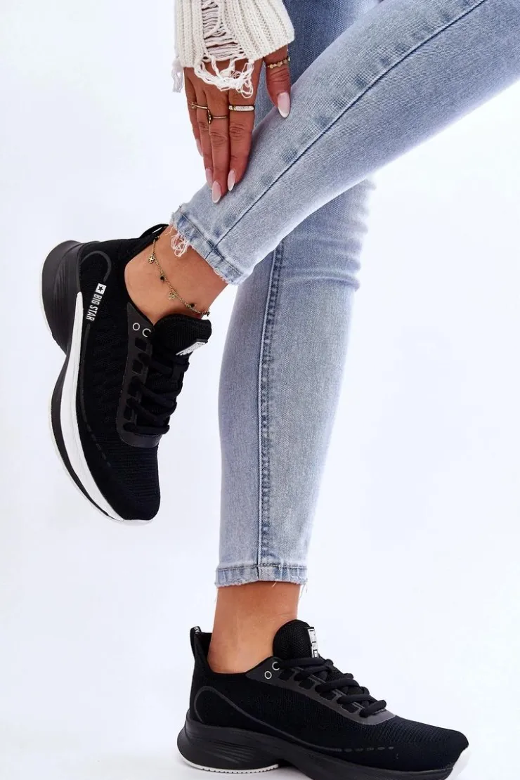 Damskie Big Star Shoes Lekkie Buty Sportowe Memory Foam System Big Star LL274327 Czarne