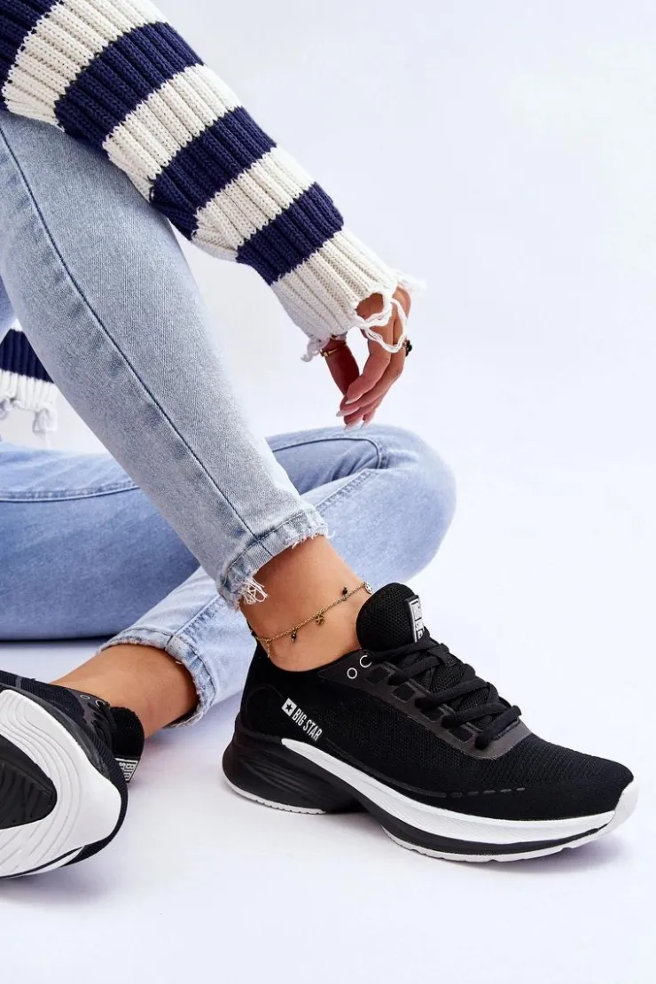 Damskie Big Star Shoes Lekkie Buty Sportowe Memory Foam System Big Star LL274327 Czarne