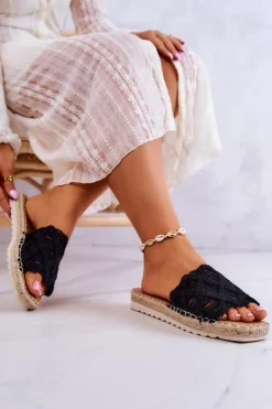 Damskie Boto Lekkie Damskie Klapki Czarne Polly