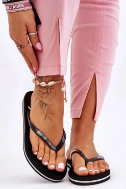 Big Star Shoes Klapki Sportowe|Klapki Damskie Big Star*Lekkie Damskie Klapki Japonki Big Star LL274761 Czarne