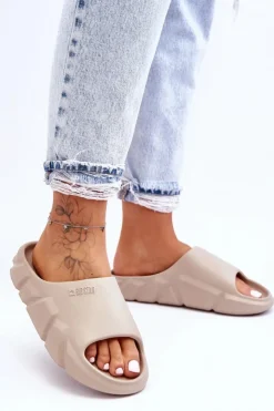 Big Star Shoes Klapki Damskie Big Star|Klapki Basenowe*Lekkie Damskie Piankowe Klapki Big Star LL274593 Beżowe Beżowy