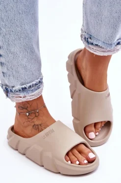 Big Star Shoes Klapki Damskie Big Star|Klapki Basenowe*Lekkie Damskie Piankowe Klapki Big Star LL274593 Beżowe Beżowy