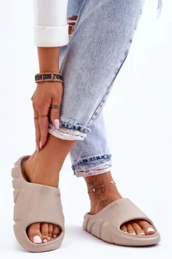 Big Star Shoes Klapki Damskie Big Star|Klapki Basenowe*Lekkie Damskie Piankowe Klapki Big Star LL274593 Beżowe Beżowy