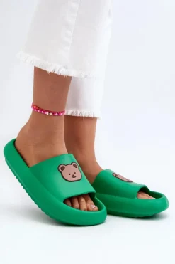 Boto Klapki Basenowe|Klapki Damskie Klasyczne*Lekkie Damskie Piankowe Klapki Z Misiem Zielone Lia