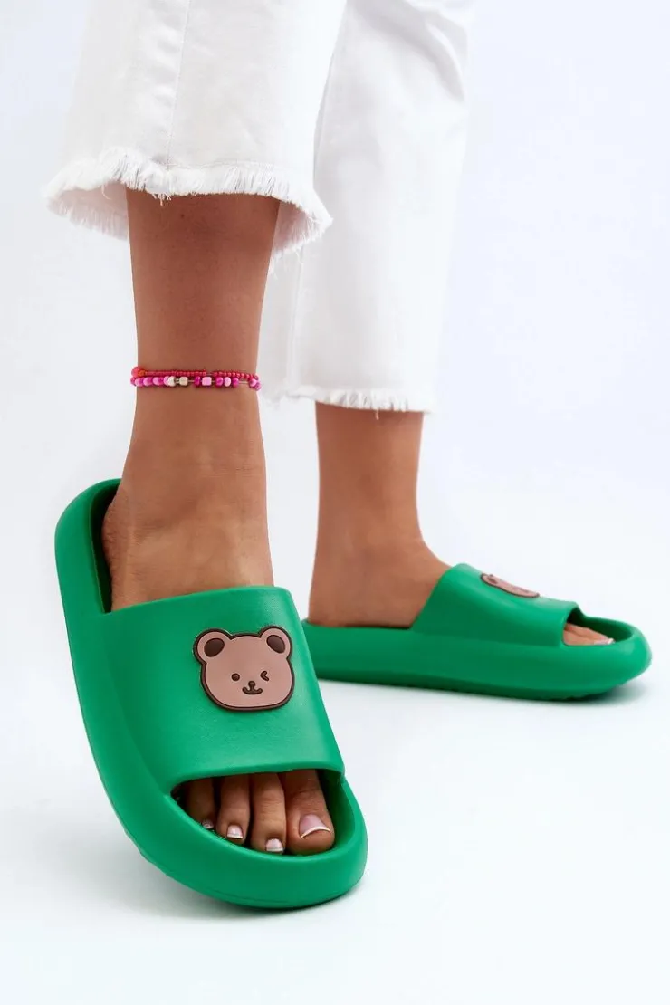 Boto Klapki Basenowe|Klapki Damskie Klasyczne*Lekkie Damskie Piankowe Klapki Z Misiem Zielone Lia