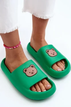 Boto Klapki Basenowe|Klapki Damskie Klasyczne*Lekkie Damskie Piankowe Klapki Z Misiem Zielone Lia