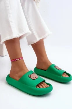 Boto Klapki Basenowe|Klapki Damskie Klasyczne*Lekkie Damskie Piankowe Klapki Z Misiem Zielone Lia