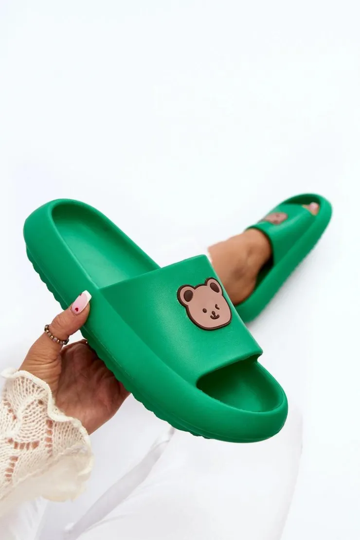 Boto Klapki Basenowe|Klapki Damskie Klasyczne*Lekkie Damskie Piankowe Klapki Z Misiem Zielone Lia