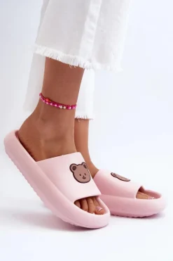 Damskie Boto Lekkie Damskie Piankowe Klapki Z Misiem Różowe Lia