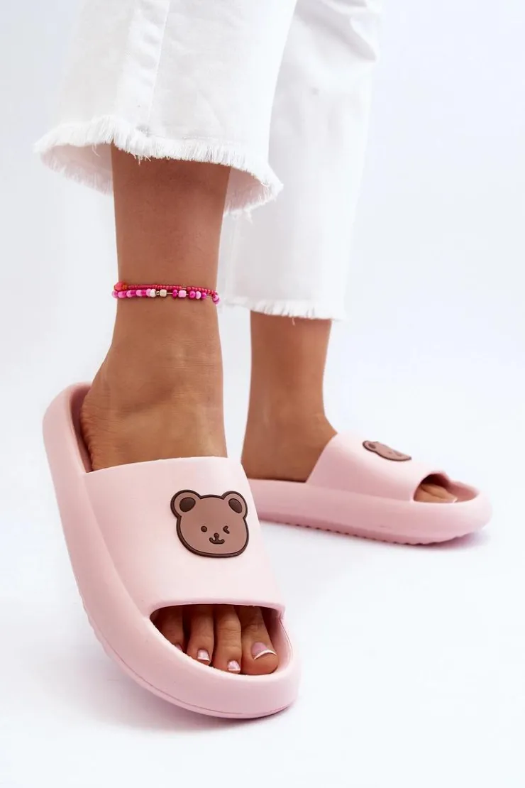 Damskie Boto Lekkie Damskie Piankowe Klapki Z Misiem Różowe Lia