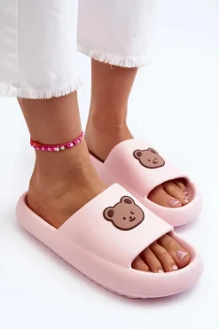 Damskie Boto Lekkie Damskie Piankowe Klapki Z Misiem Różowe Lia