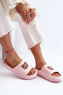 Damskie Boto Lekkie Damskie Piankowe Klapki Z Misiem Różowe Lia