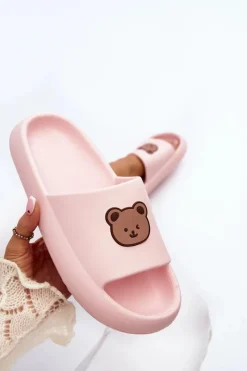 Damskie Boto Lekkie Damskie Piankowe Klapki Z Misiem Różowe Lia