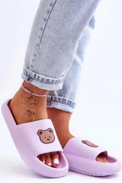 Damskie Boto Lekkie Damskie Piankowe Klapki Z Misiem Fioletowe Lia