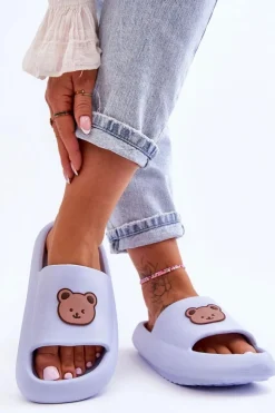 Boto Klapki Basenowe|Klapki Damskie Klasyczne*Lekkie Damskie Piankowe Klapki Z Misiem Niebieskie Lia