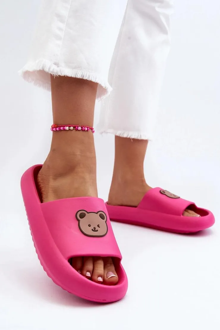 Boto Klapki Basenowe|Klapki Damskie Klasyczne*Lekkie Damskie Piankowe Klapki Z Misiem Fuksja Lia