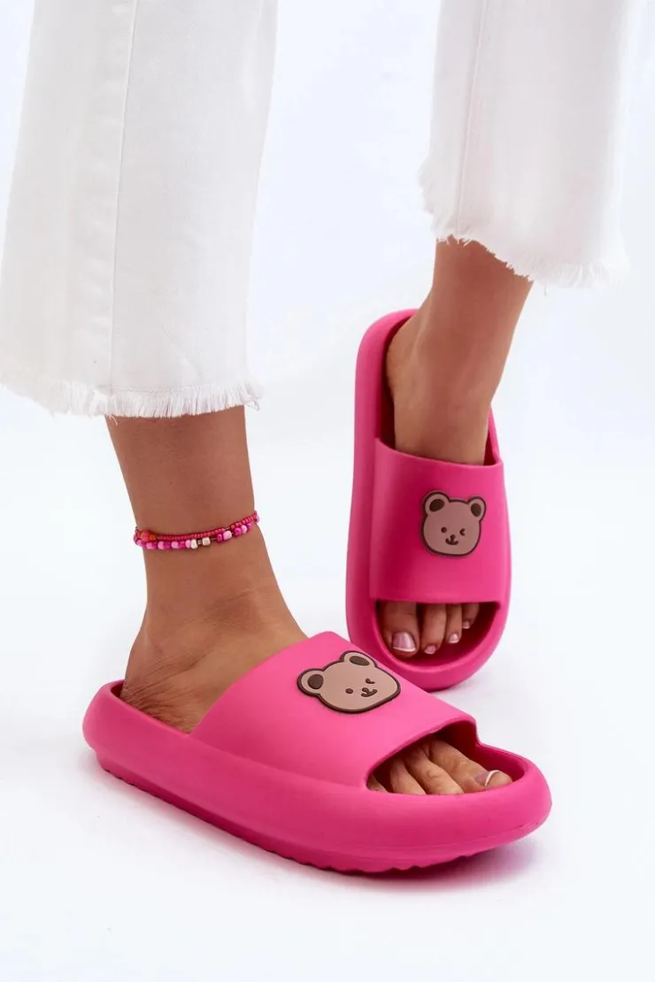 Boto Klapki Basenowe|Klapki Damskie Klasyczne*Lekkie Damskie Piankowe Klapki Z Misiem Fuksja Lia