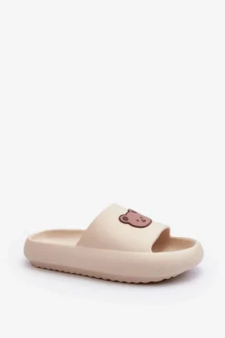 Damskie Boto Lekkie Damskie Piankowe Klapki Z Misiem Jasnobeżowe Lia