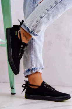 Damskie Big Star Shoes Lekkie Damskie Tenisówki Big Star JJ274261 Czarne