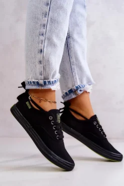 Damskie Big Star Shoes Lekkie Damskie Tenisówki Big Star JJ274261 Czarne