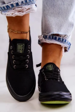 Damskie Big Star Shoes Lekkie Damskie Tenisówki Big Star JJ274261 Czarne