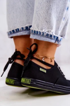 Damskie Big Star Shoes Lekkie Damskie Tenisówki Big Star JJ274261 Czarne