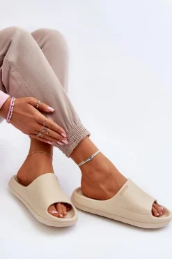 Big Star Shoes Klapki Damskie Big Star|Klapki Basenowe*Lekkie Klapki Damskie Big Star NN274A040 Beżowe Beżowy