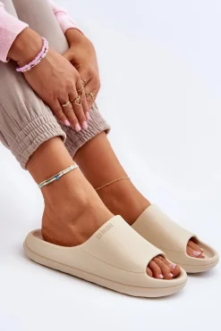 Big Star Shoes Klapki Damskie Big Star|Klapki Basenowe*Lekkie Klapki Damskie Big Star NN274A040 Beżowe Beżowy