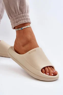 Big Star Shoes Klapki Damskie Big Star|Klapki Basenowe*Lekkie Klapki Damskie Big Star NN274A040 Beżowe Beżowy