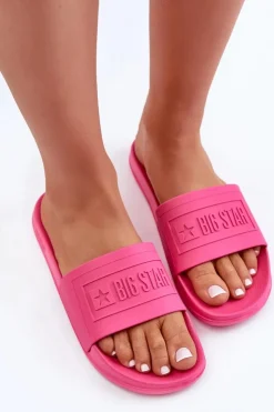 Big Star Shoes Klapki Damskie Big Star|Klapki Damskie Klasyczne*Lekkie Klapki Damskie Big Star OO274037 Fuksja Różowy