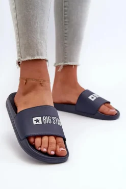 Best Big Star Shoes Lekkie Klapki Damskie Big Star NN274A658 Granatowe