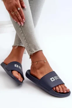 Best Big Star Shoes Lekkie Klapki Damskie Big Star NN274A658 Granatowe