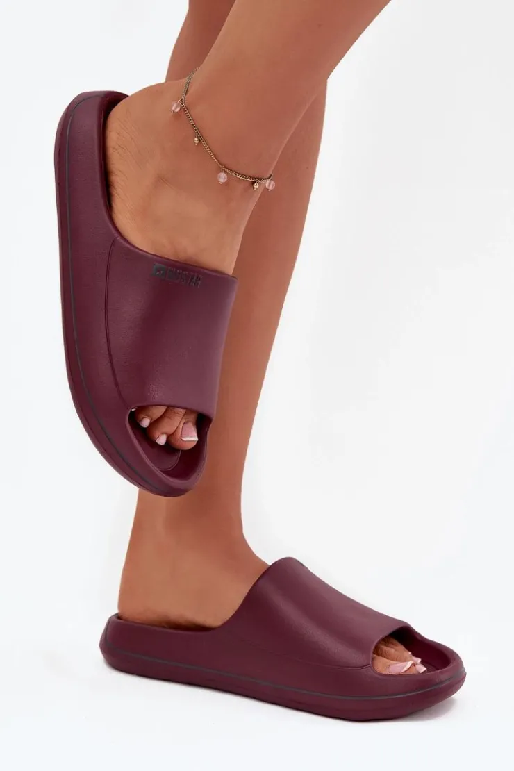 Damskie Big Star Shoes Lekkie Klapki Damskie Big Star SS274422 Bordowe