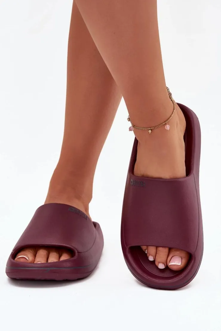 Damskie Big Star Shoes Lekkie Klapki Damskie Big Star SS274422 Bordowe