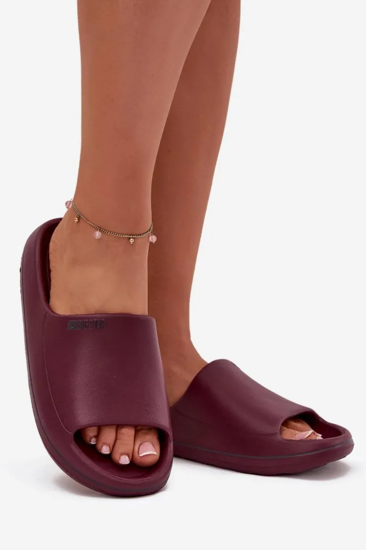Damskie Big Star Shoes Lekkie Klapki Damskie Big Star SS274422 Bordowe