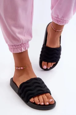 Damskie Evento Lekkie Klapki Damskie Na Basen Czarne Beliordia