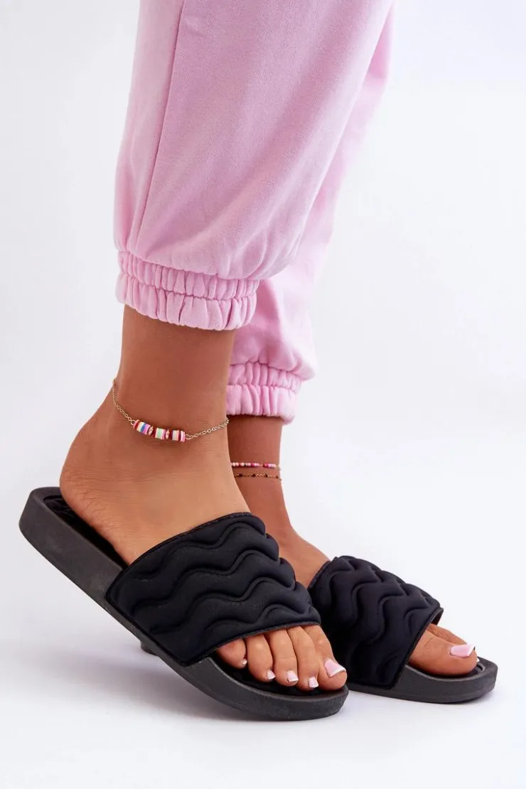 Damskie Evento Lekkie Klapki Damskie Na Basen Czarne Beliordia