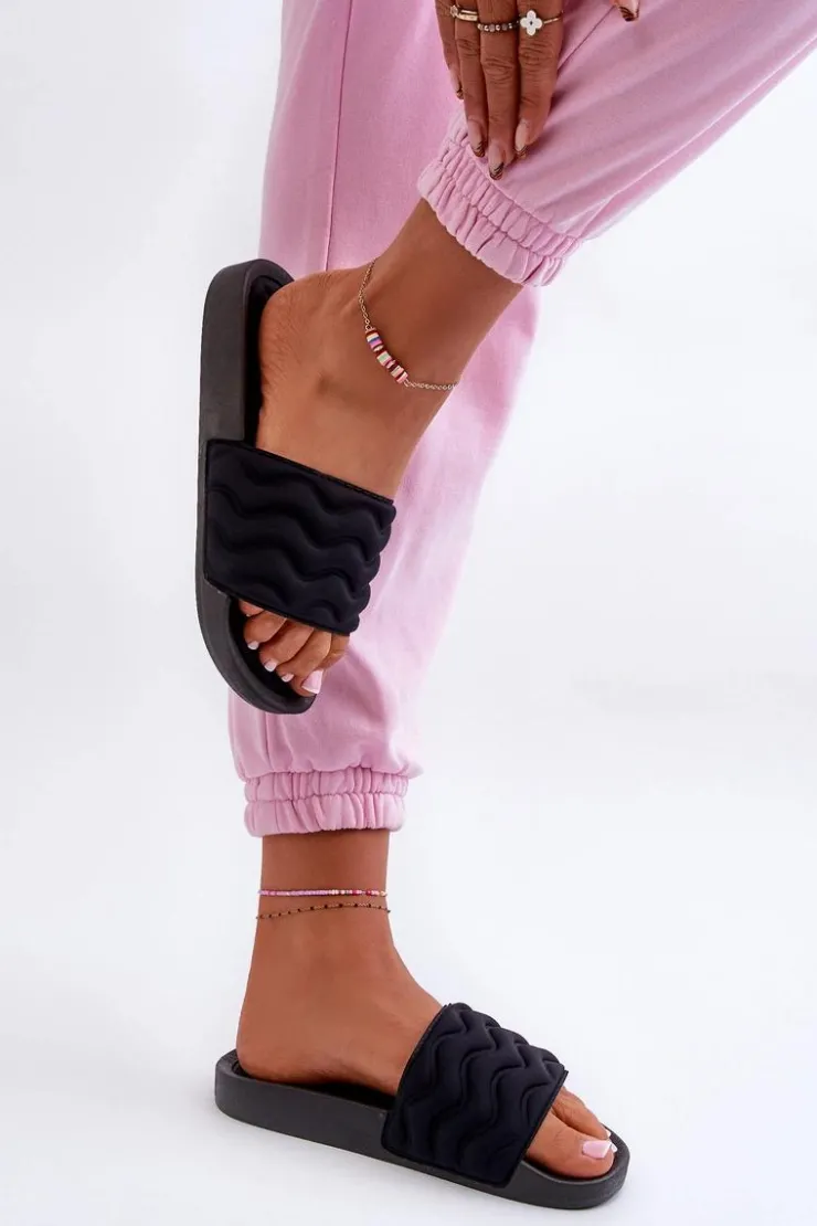 Damskie Evento Lekkie Klapki Damskie Na Basen Czarne Beliordia